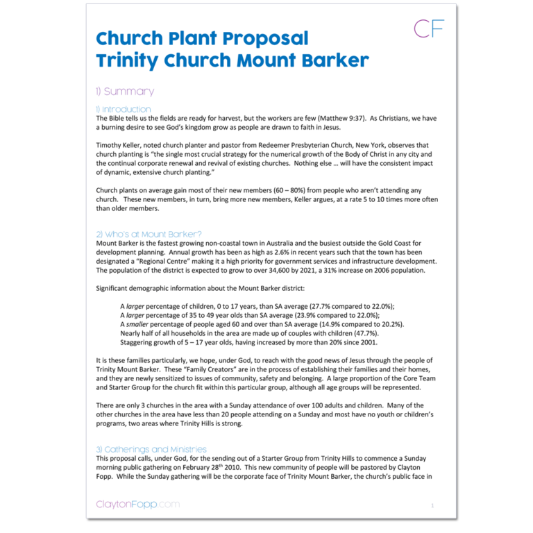 church plant business plan